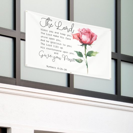 Numeri 6:24-26 De Here zegene u Roos Spandoek (Buitenkant Gebouw)