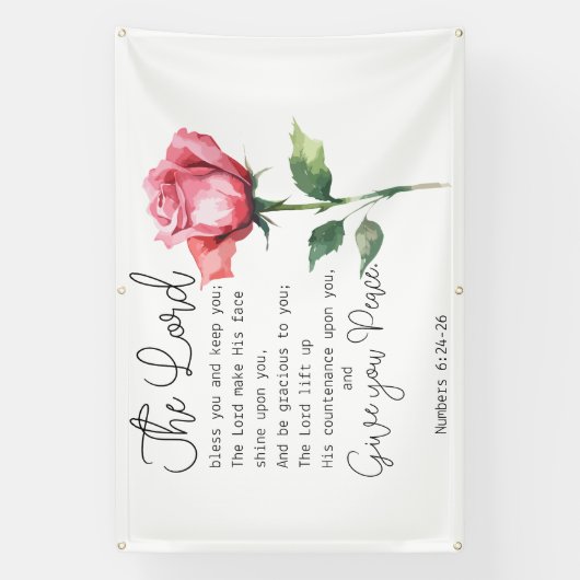 Numeri 6:24-26 De Here zegene u Roos Spandoek (Verticaal)