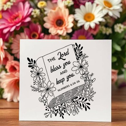 Numeri 6:24 De Heer zegene u Bloemenboek Rubberstempel