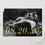 Numerieke datum gewoon gehuwd huwelijk folie uitnodiging (Voorkant)