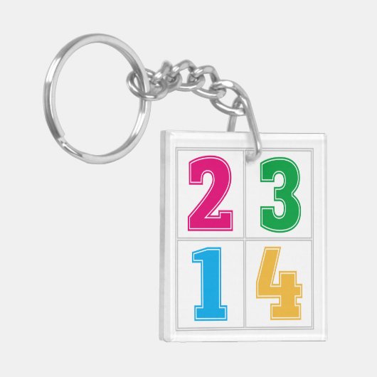 Numerieke serie 1234 sleutelhanger (Voorkant Links)