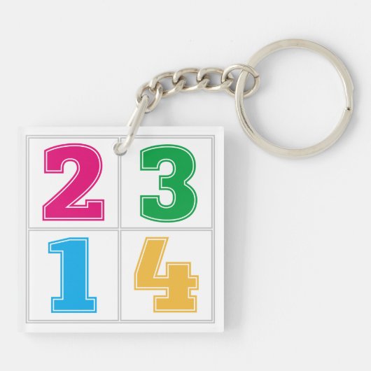 Numerieke serie 1234 sleutelhanger (Achterkant)