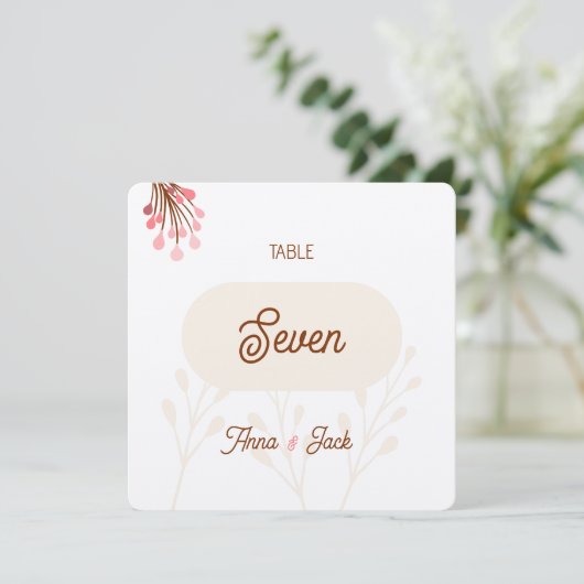 Número mesa beige y rosa flores silvestres (Staand voorkant)