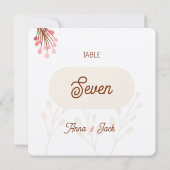 Número mesa beige y rosa flores silvestres (Achterkant)