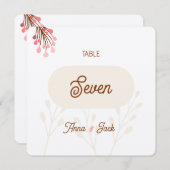 Número mesa beige y rosa flores silvestres (Voorkant / Achterkant)