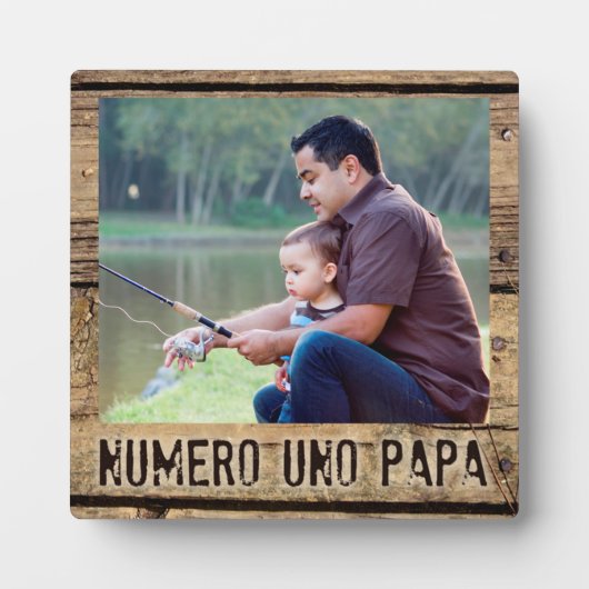 NUMERO UNO PAPA Rustic Wood vader foto Fotoplaat (Voorkant)