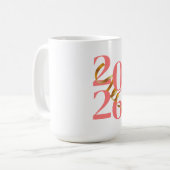 Números 2026 en Coral con Lazo Dorado Flotante Koffiemok (Voorkant links)