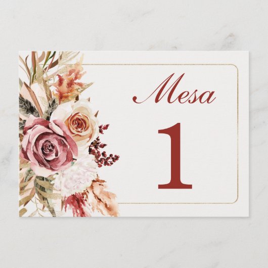 Numeros de Mesa para Bodas Menu (Voorkant)