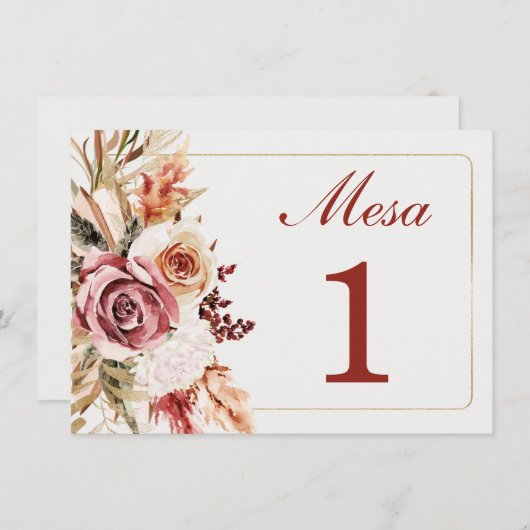 Numeros de Mesa para Bodas Menu (Voorkant / Achterkant)