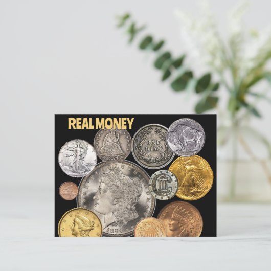 Numismatiek: Goud en zilver zijn echt geld Briefkaart (Staand voorkant)