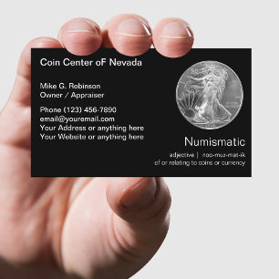 Numismatisch munten verzamelend handelaar visitekaartje