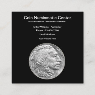 Numismatisch muntenverzamelaar vierkante visitekaartje