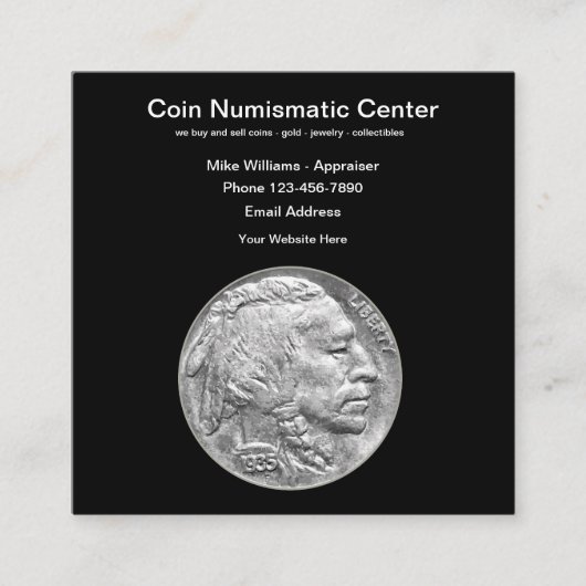 Numismatische muntcollector vierkante visitekaartje (Voorkant)