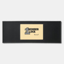 Nummer1 Luck Text Retro Check Typography Bar Mat