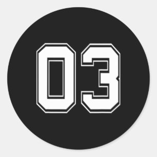 Nummer 03 Bysebyll Voetbal Voetbal Verjaardagscade Ronde Sticker