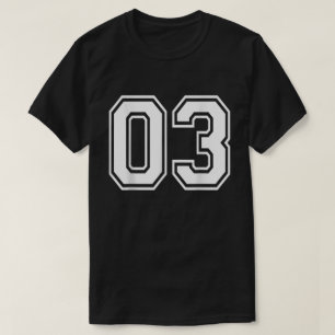 Nummer 03 Varsity Sports Team Jersey 03th Birthday T-shirt
