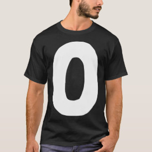 Nummer 0 groot en vet wit t-shirt