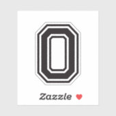 Nummer 0 sportief collegelettertype sticker (Vel)