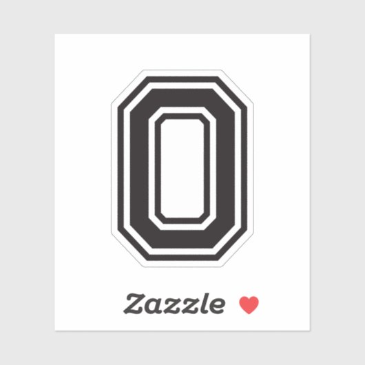 Nummer 0 sportief collegelettertype sticker (Vel)