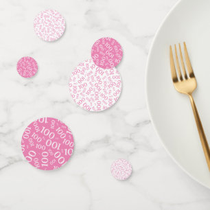 Nummer 100 Patroon Roze en Wit 100ste verjaardag Confetti