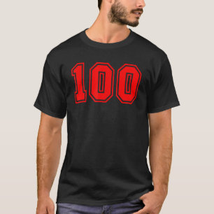 Nummer 100 Sport Uniform Red Fan Athlete Jersey T-shirt