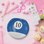 Nummer 10 billiardbal papieren bordje (Feest)