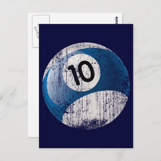 NUMMER 10 BILLIARDS BALL - ERODED STYLE BRIEFKAART (Voorkant / Achterkant)