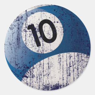 NUMMER 10 BILLIARDS BALL - ERODED STYLE RONDE STICKER