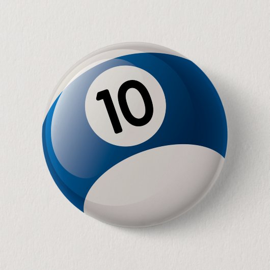 NUMMER 10 BILLIARDS BALL RONDE BUTTON 5,7 CM (Voorkant)