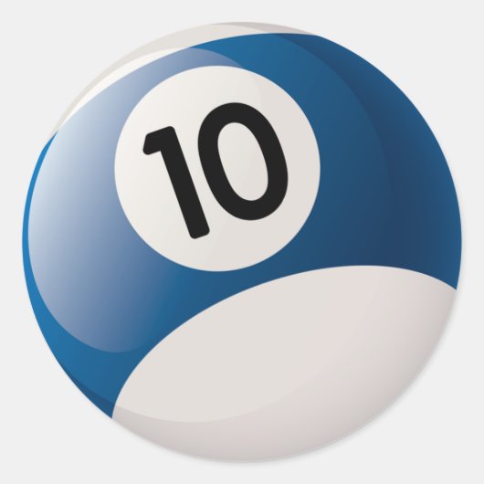 NUMMER 10 BILLIARDS BALL RONDE STICKER (Voorkant)