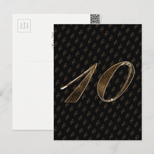 Nummer 10 Black Gold 10th Wedding Jubileum Briefkaart (Voorkant / Achterkant)