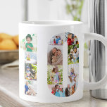 Nummer 10 Foto Collage 10th Birthday Grote Koffiekop<br><div class="desc">De gepersonaliseerde Mok van de Giant voor de 10de Dag van de Zeerdag met aantal 10 fotocollage en uw douanetekst. Creëer je eigen fotocollage met je favoriete foto's. Uw foto's worden automatisch weergegeven in de vorm van het getal 10 aan beide zijden van de mok. De fotocollage bevat een mengsel...</div>