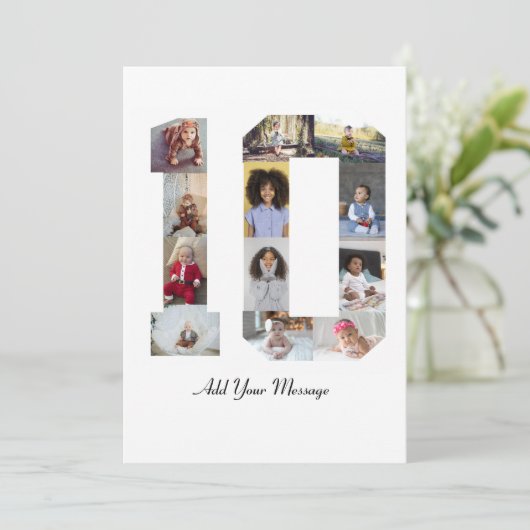 Nummer 10 Fotocollage Kaart (Staand voorkant)