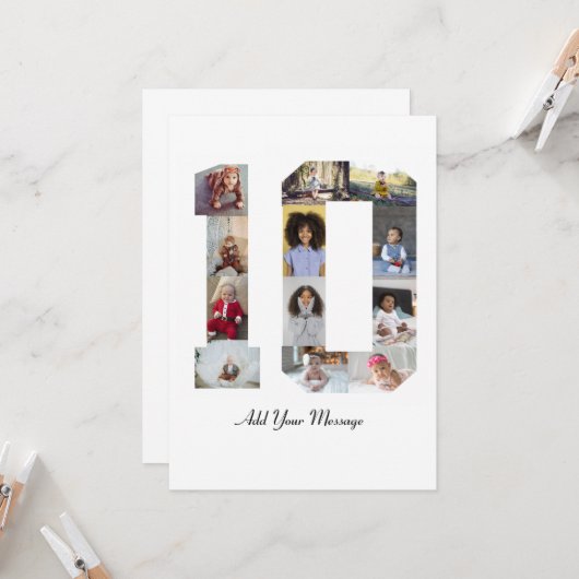 Nummer 10 Fotocollage Kaart (Voorkant / Achterkant in situ)