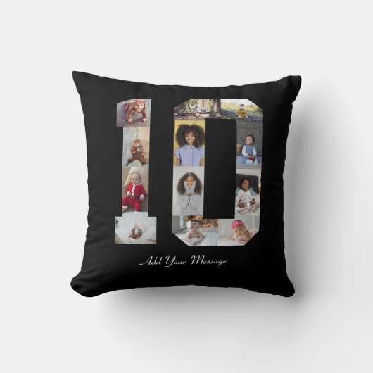 Nummer 10 Fotocollage Kussen (Voorkant)