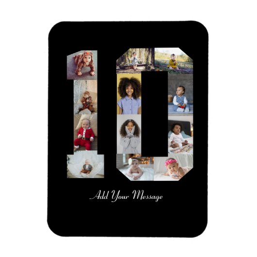 Nummer 10 Fotocollage Magneet (Verticaal)