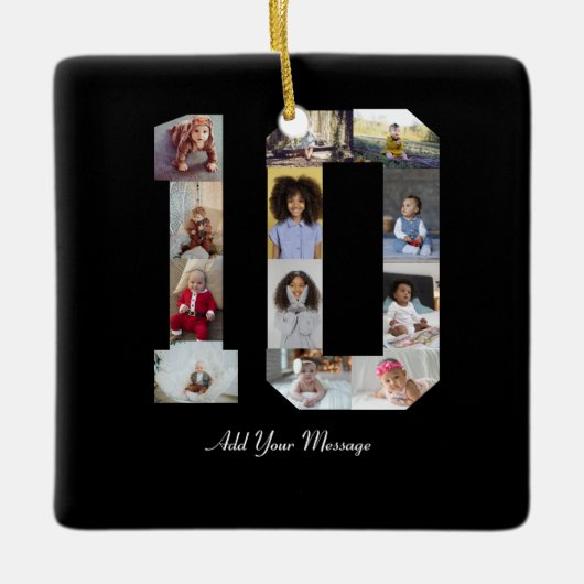 Nummer 10 Fotocollage Poster Keramisch Ornament (Voorkant)