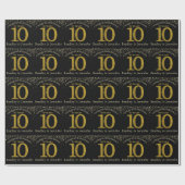 Nummer 10 Glitter Gold Jubileum wrapping Paper Cadeaupapier (Vlak)