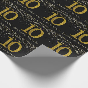 Nummer 10 Glitter Gold Jubileum wrapping Paper Cadeaupapier