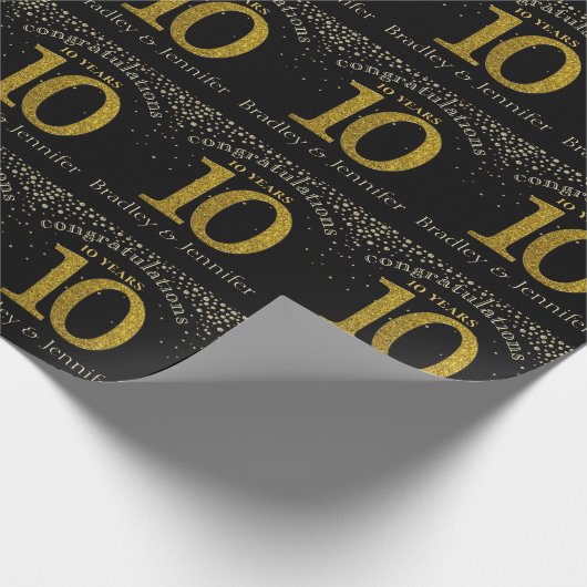 Nummer 10 Glitter Gold Jubileum wrapping Paper Cadeaupapier (Hoek)