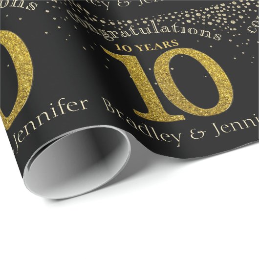Nummer 10 Glitter Gold Jubileum wrapping Paper Cadeaupapier (Rol Hoek)