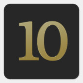 Nummer 10 Gold Square Sticker (Voorkant)