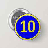 nummer 10 in een cirkel ronde button 5,7 cm (Voorkant /achterkant)
