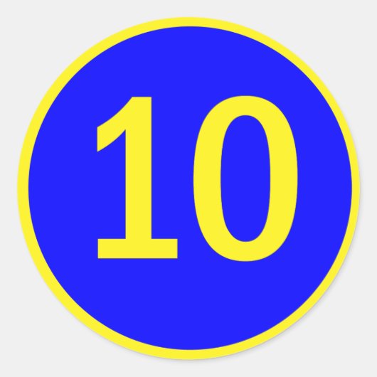 Nummer 10 in een cirkel ronde sticker (Voorkant)