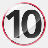 Nummer 10 rode sticker (Voorkant)