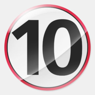 Nummer 10 rode sticker