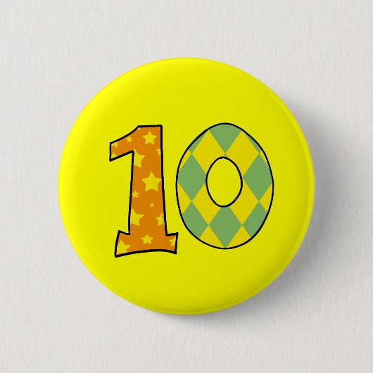 Nummer 10 ronde button 5,7 cm (Voorkant)
