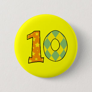 Nummer 10 ronde button 5,7 cm