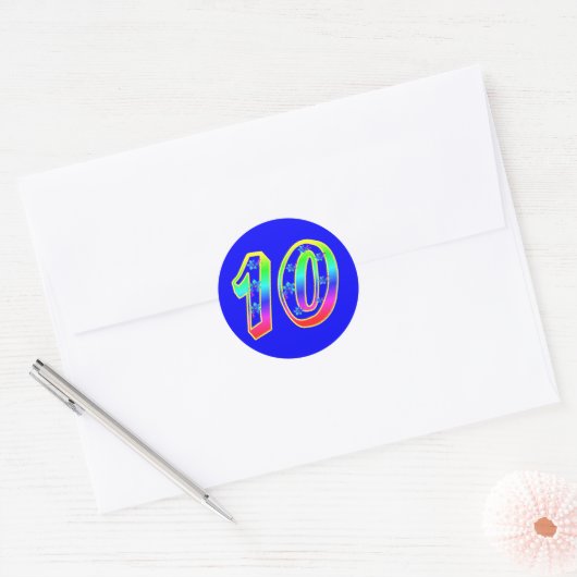Nummer 10 Verjaardagsfeestbloem Stickers (Envelop)