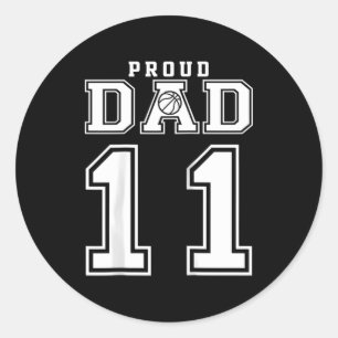 Nummer 11 Aangepaste Trots Basketbal Vader Geperso Ronde Sticker